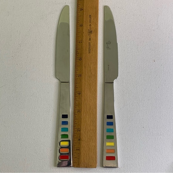 2 Fiestaware Fiesta Celebration Silverware Rainbow Flatware Knives Knife 9.25" - Picture 8 of 8